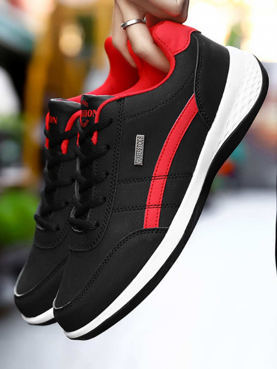 2024 New Style Youth Running Shoes, Popular Leather Surface Pure Color Simple Outdoor Casual Sneakers