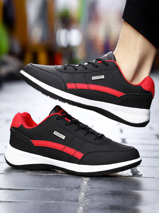 2024 New Style Youth Running Shoes, Popular Leather Surface Pure Color Simple Outdoor Casual Sneakers