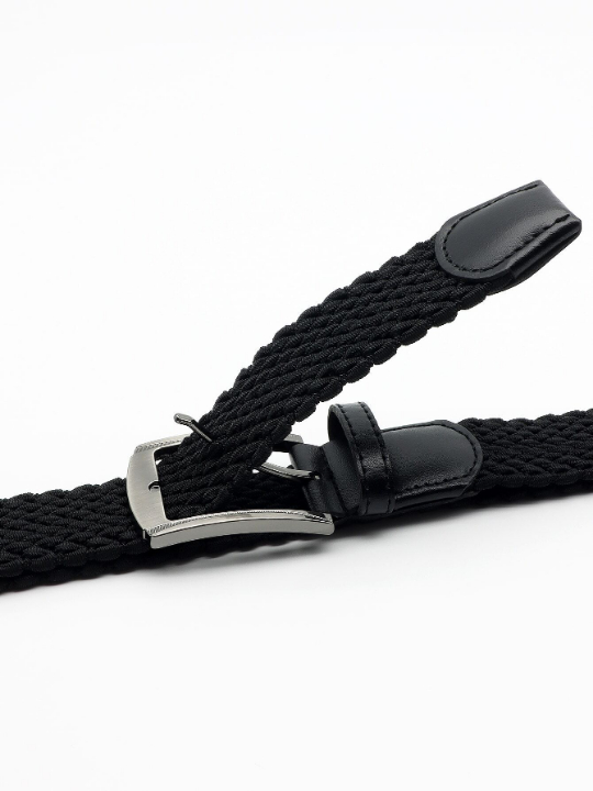 1pc Men's Solid Color Fashionable & Versatile Elastic Braided Belt For Outdoor Sports And Daily Wear