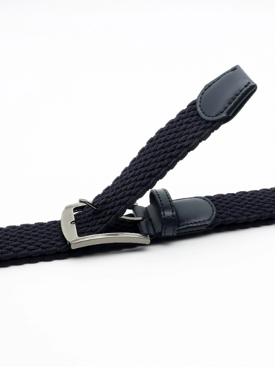 1pc Men's Solid Color Fashionable Casual Outdoor Sports Golf Stretch Braided Belt, Suitable For Everyday Wear