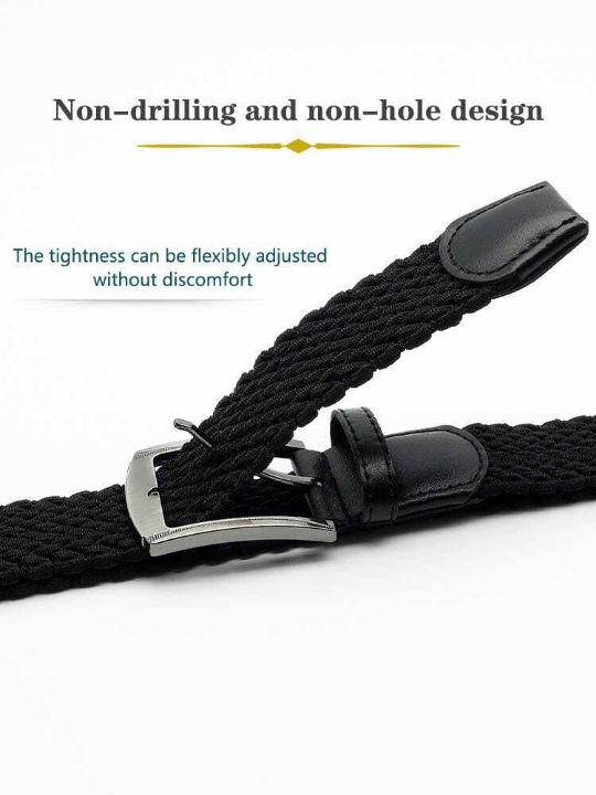 1pc Men's Solid Color Fashionable & Versatile Elastic Braided Belt For Outdoor Sports And Daily Wear