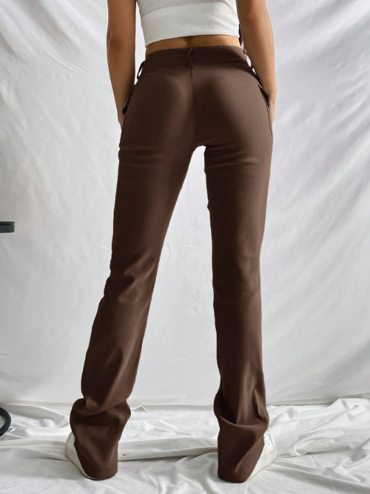 EZwear Solid Flap Detail Pants