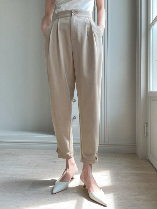 DAZY High Waist Plicated Detail Slant Pocket Pants