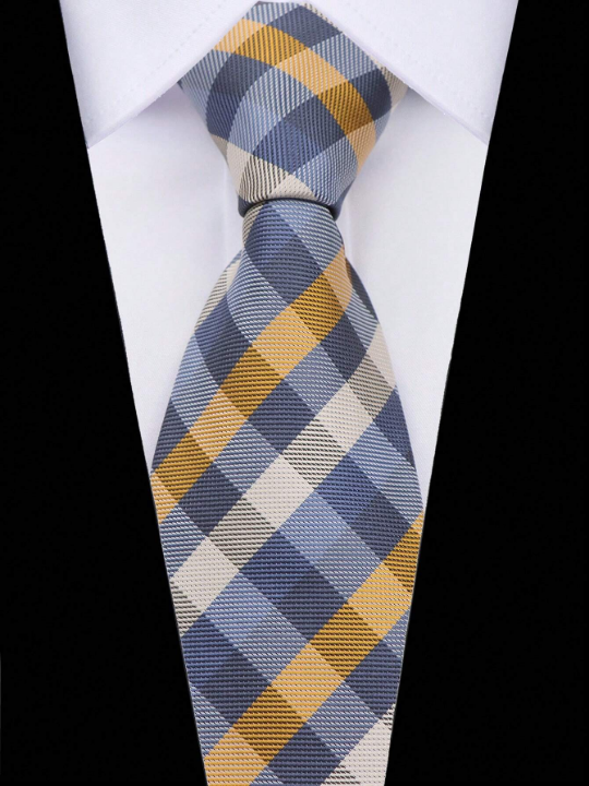 1pc Men Plaid Pattern Casual Tie For Clothes Decoration