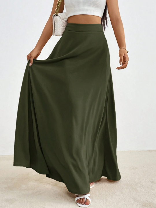 Essnce Solid High Waist Maxi Skirt