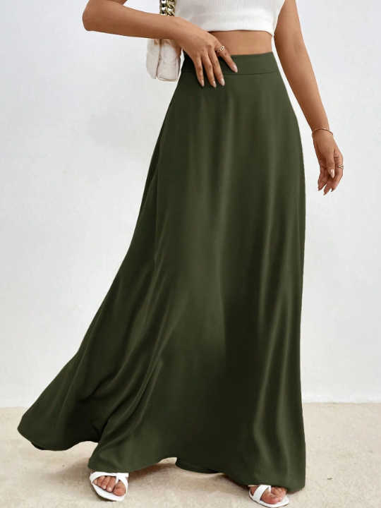 Essnce Solid High Waist Maxi Skirt