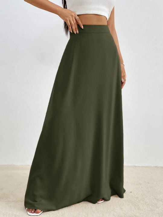 Essnce Solid High Waist Maxi Skirt