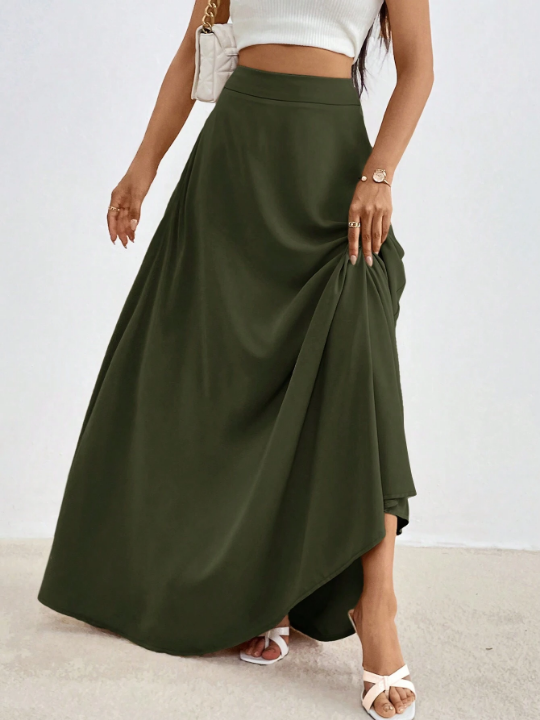 Essnce Solid High Waist Maxi Skirt