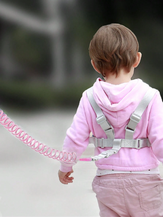 2pcs/set Baby Anti-lost Walking Harness With Retractable Leash & Wristband And Key Lock, Multifunctional Belt For Toddlers