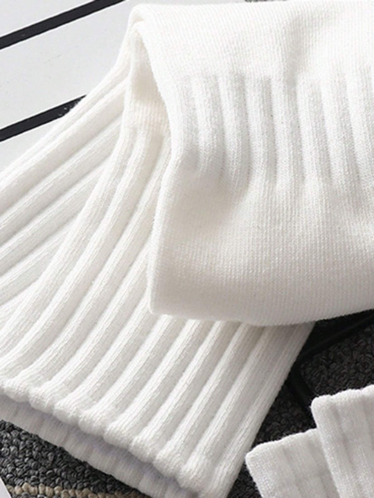 5pairs Men's Spring And Autumn New Casual Mid-Calf Socks For Couple, All-Match Style