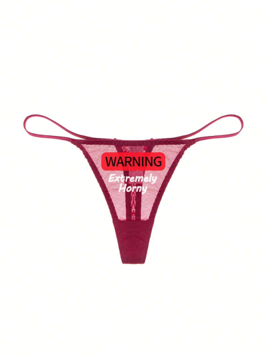 Ladies' Sexy Perspective Thong Panties With Pattern, Thin Style