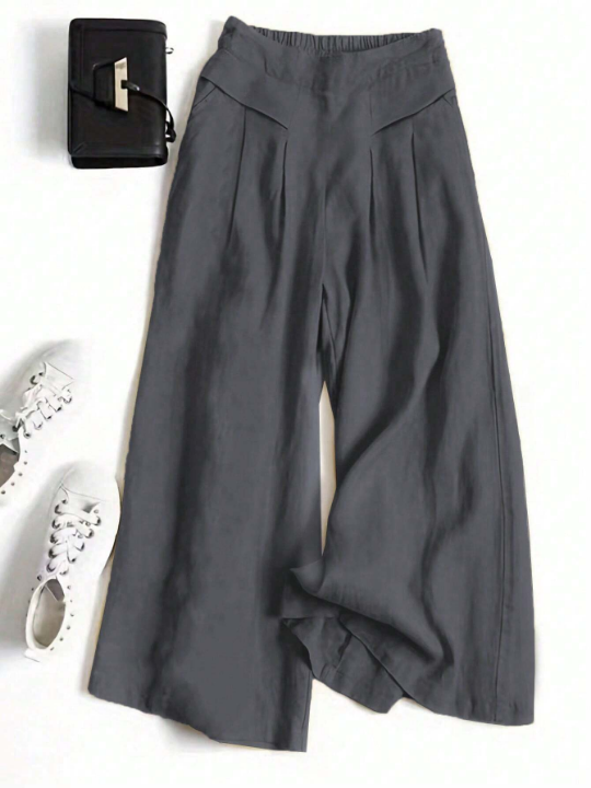 Solid Wide Leg Pants