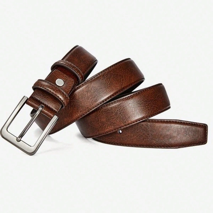 1pc Men's Elegant Business Style Brown Belt, Suitable For Daily Wear