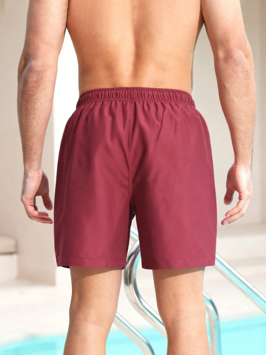 Manfinity Swimmode Men Solid Drawstring Waist Swim Trunks