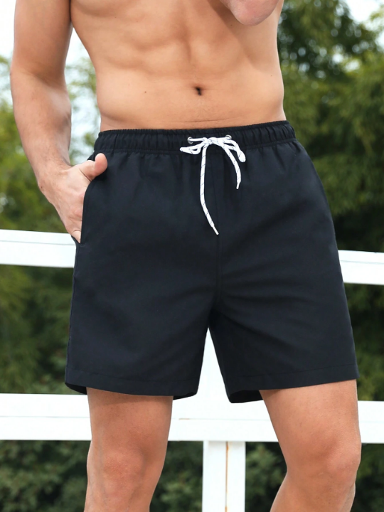 Manfinity Swimmode Men Drawstring Waist Slant Pocket Swim Trunks