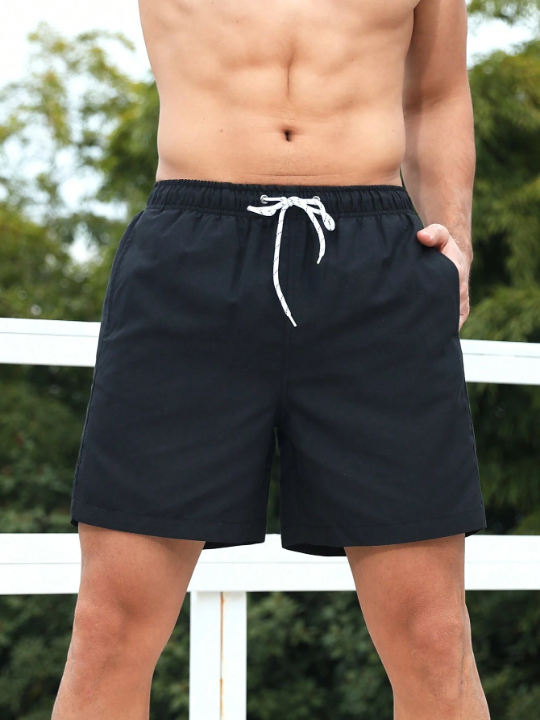 Manfinity Swimmode Men Drawstring Waist Slant Pocket Swim Trunks