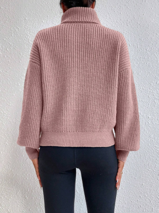 Frenchy Turtleneck Drop Shoulder Sweater