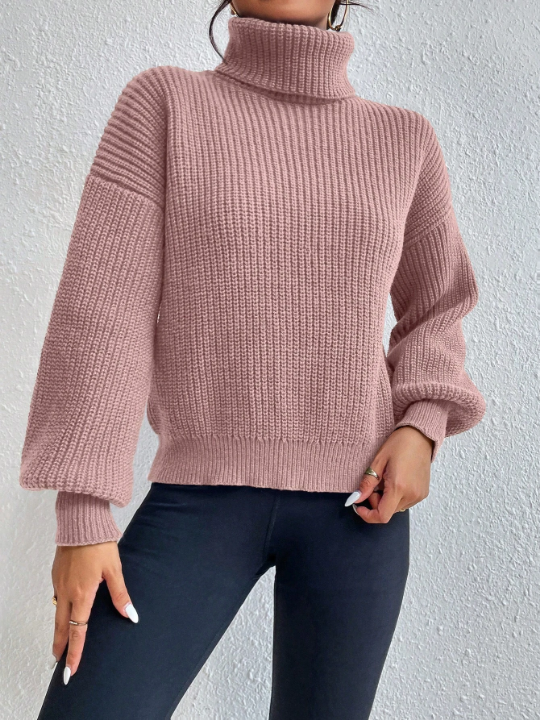 Frenchy Turtleneck Drop Shoulder Sweater