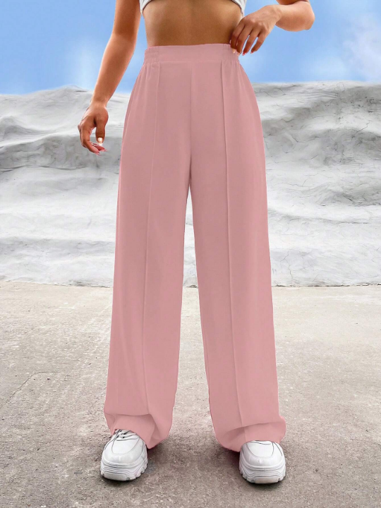 EZwear Solid High Waist Pants