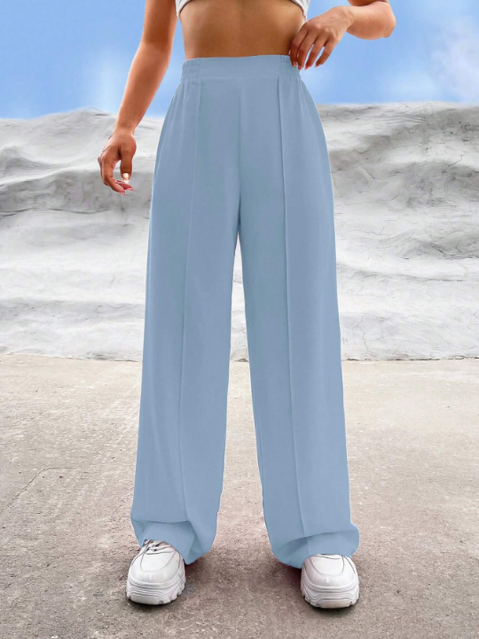 EZwear Solid Wide Leg Pants