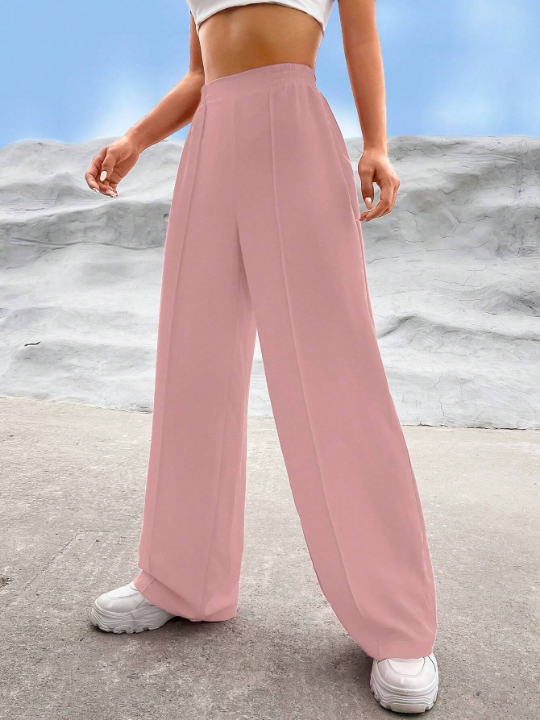 EZwear Solid High Waist Pants