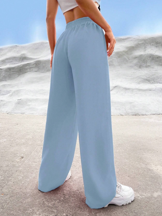 EZwear Solid Wide Leg Pants