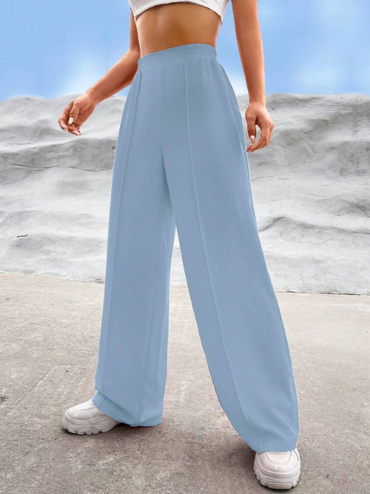 EZwear Solid Wide Leg Pants