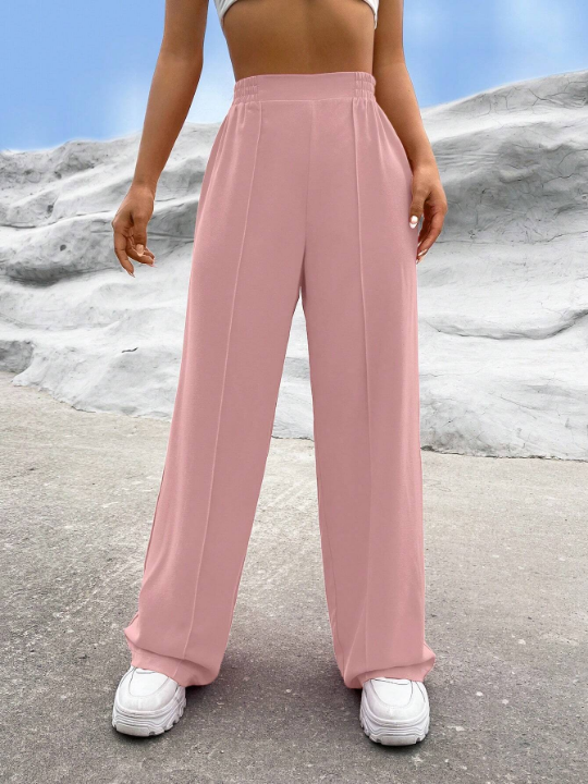 EZwear Solid High Waist Pants