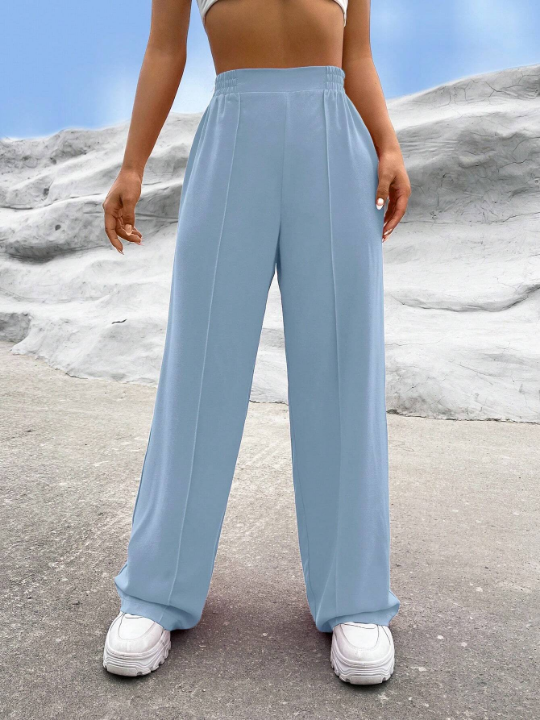 EZwear Solid Wide Leg Pants