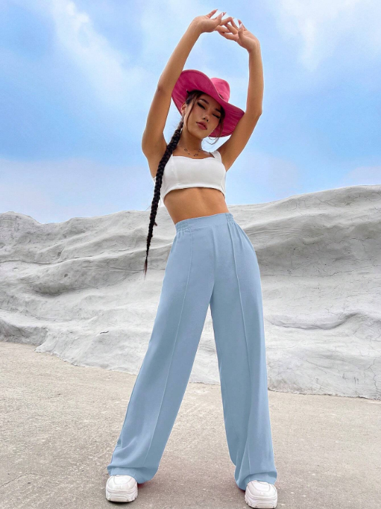 EZwear Solid Wide Leg Pants