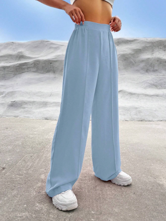 EZwear Solid Wide Leg Pants