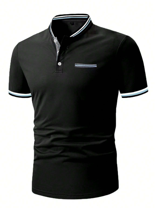 Manfinity Homme Men Striped Trim Polo Shirt