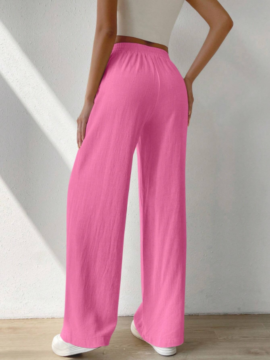 EZwear Solid Slant Pocket Wide Leg Pants