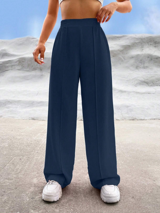 EZwear Solid Wide Leg Pants