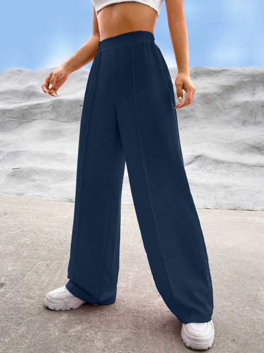 EZwear Solid Wide Leg Pants