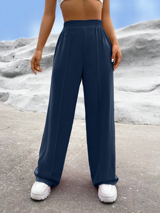 EZwear Solid Wide Leg Pants