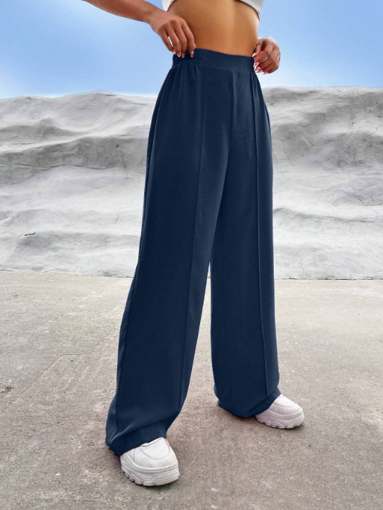 EZwear Solid Wide Leg Pants