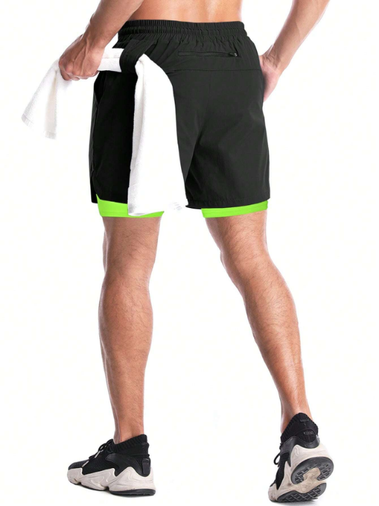 Sport Corelite Men Drawstring Waist 2 In 1 Sports Shorts With Phone Pocket