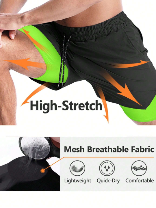 Sport Corelite Men Drawstring Waist 2 In 1 Sports Shorts With Phone Pocket