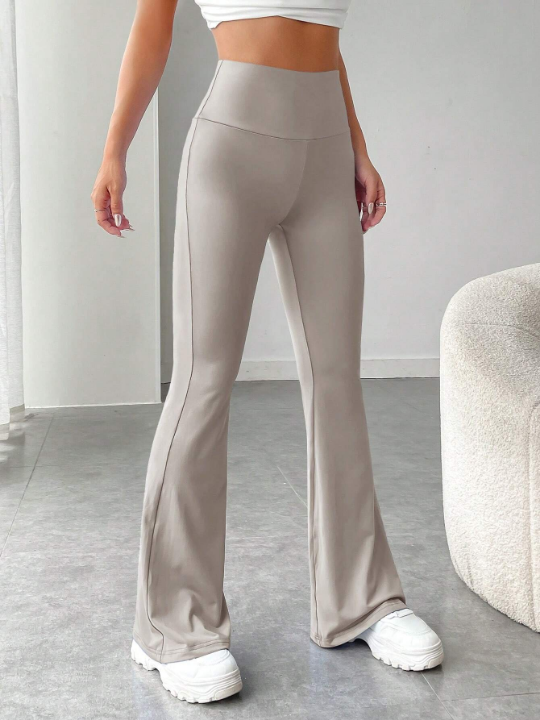 EZwear Wide Waistband Flare Leg Pants