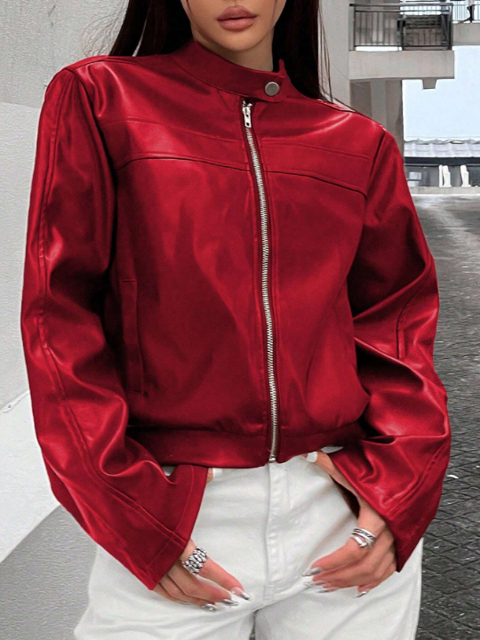 ICON Zip Up PU Leather Jacket