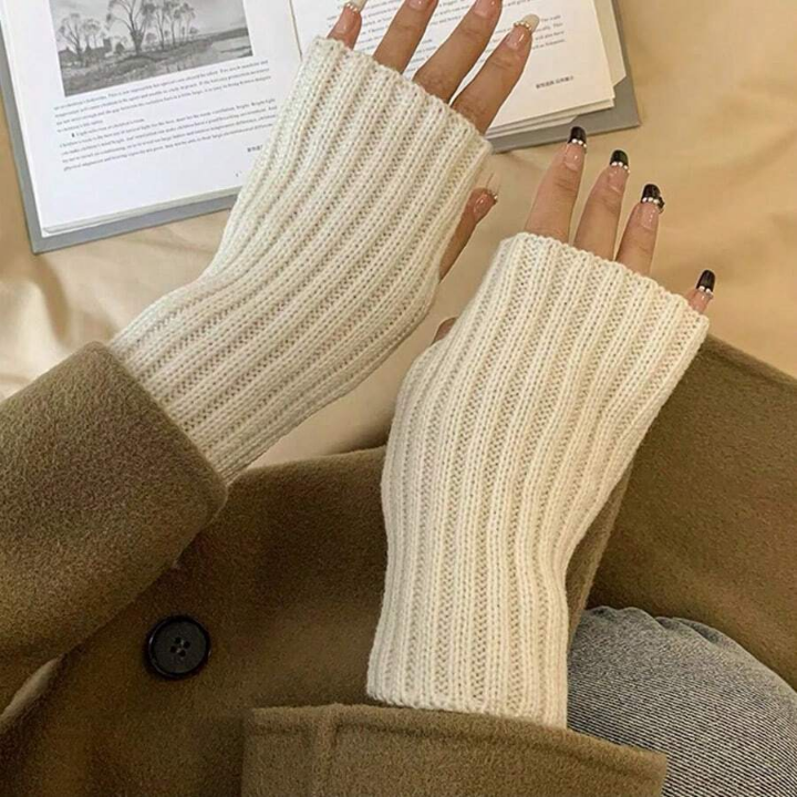 1 Pair Knitted Gloves With Fingerless Arm Warmer Sleeve Cover For Warmth In Fall And Winter