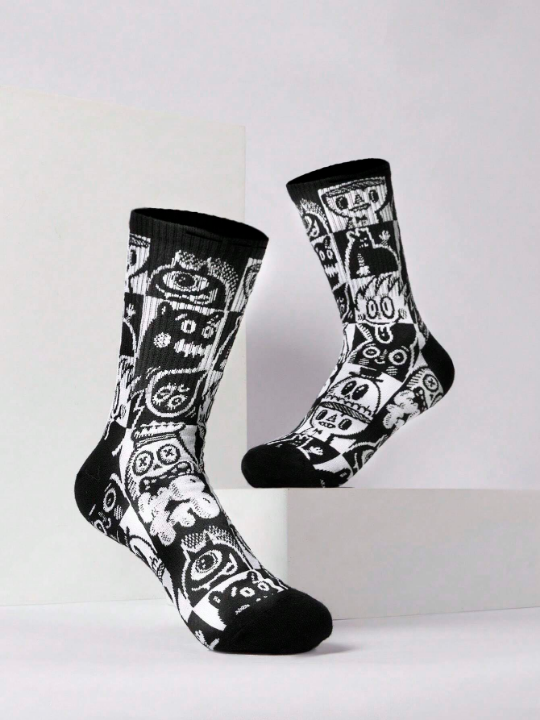 Wotto Artist Series - Street Style Cartoon Pattern Men's Mid-calf Socks