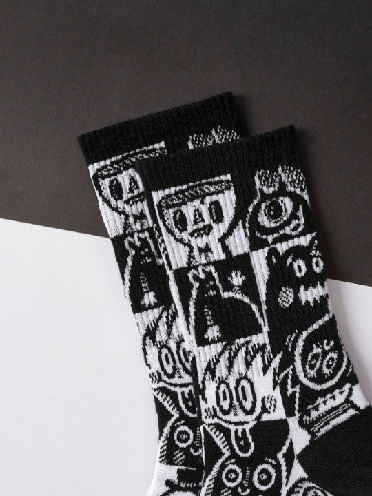 Wotto Artist Series - Street Style Cartoon Pattern Men's Mid-calf Socks