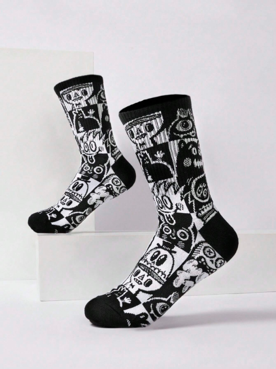 Wotto Artist Series - Street Style Cartoon Pattern Men's Mid-calf Socks