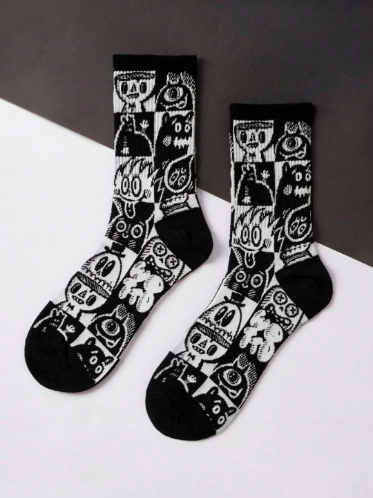 Wotto Artist Series - Street Style Cartoon Pattern Men's Mid-calf Socks