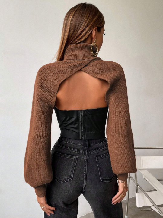 Priv Turtleneck Super Crop Sweater Without Tube Top