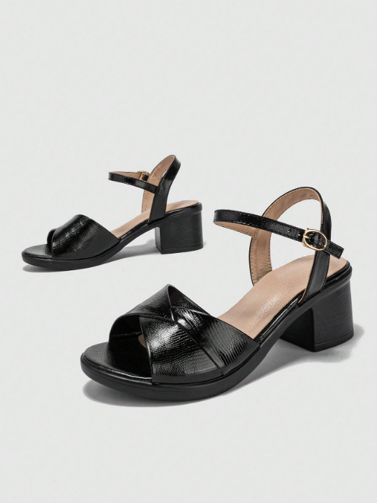 Women's Black High-heeled Sandals - New In Summer, Comfortable And Versatile