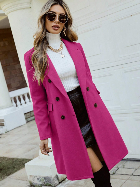 Frenchy Lapel Neck Double Breasted Overcoat