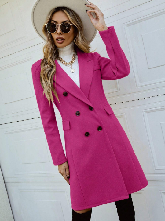 Frenchy Lapel Neck Double Breasted Overcoat